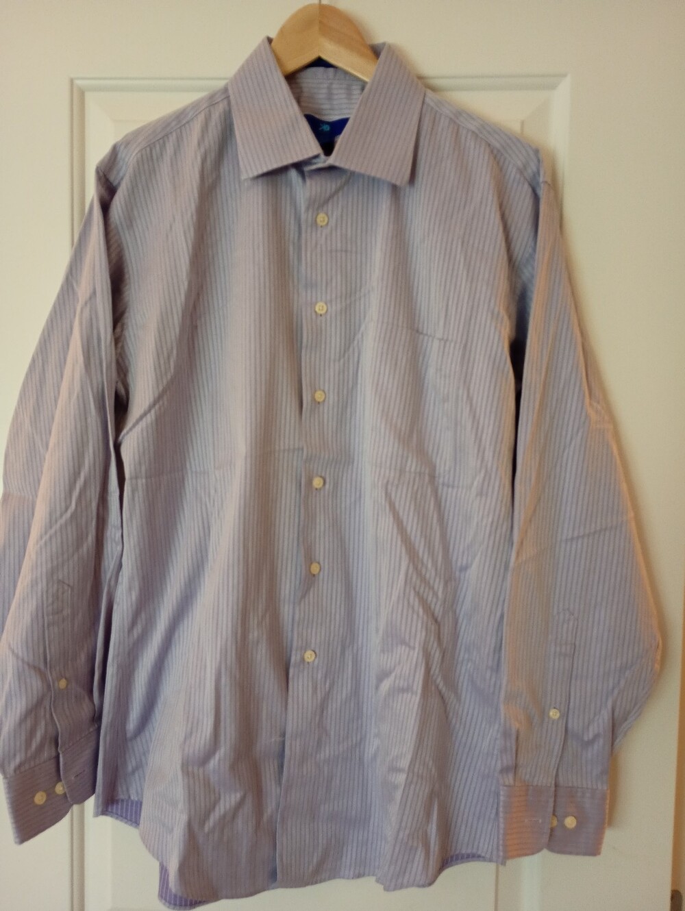 Egara Men's Mauve Light Purple Pinstripe Cotton Dress Shirt (16 1/2) (34-35)